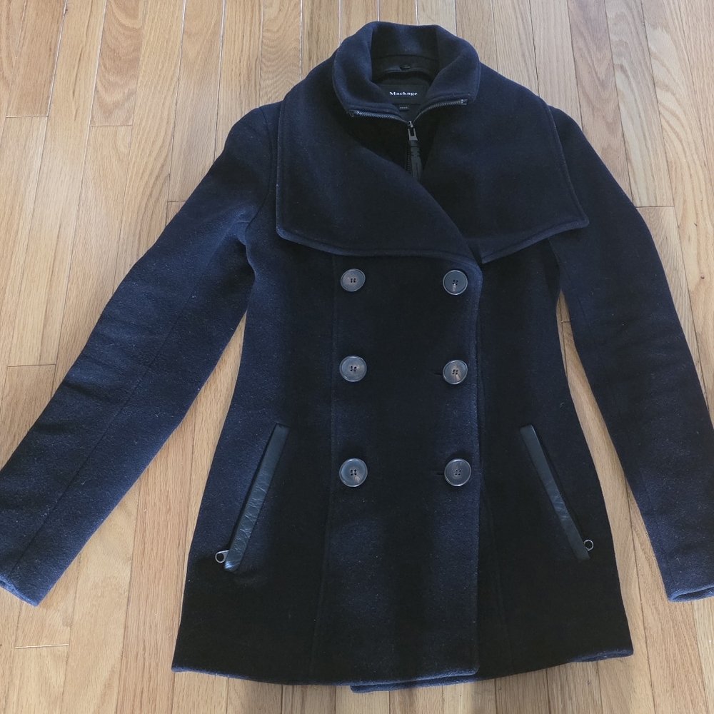 Mackage Navy Double-Breasted Pea Coat